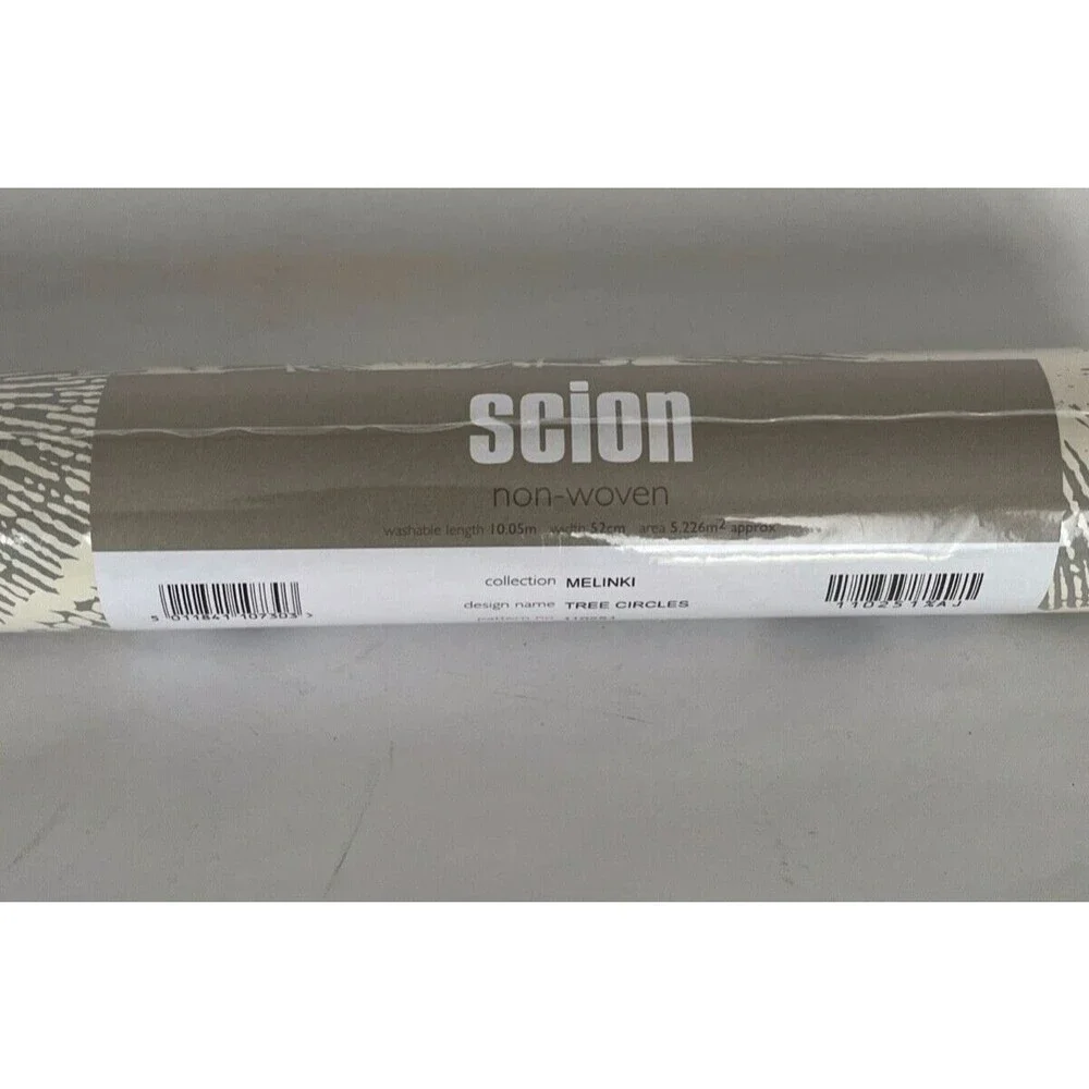 1 Roll of Scion Melinki Wall Paper Tree Circles No 110251 Beige/Gray NEW